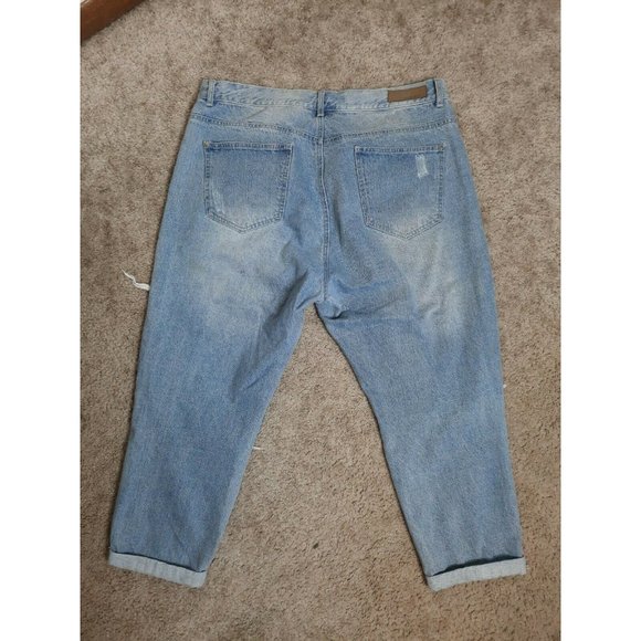 Liquor N Poker Curve Denim Blue Crop Mom Jeans 18 - Picture 6 of 12